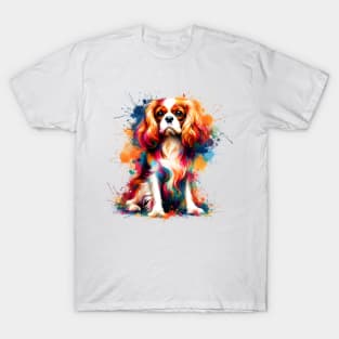 Colorful Splash Art Cavalier King Charles Spaniel T-Shirt